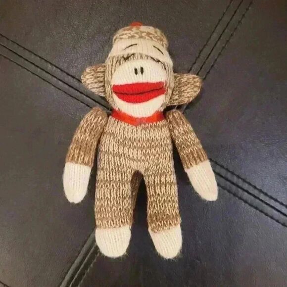 Unbranded Brown/Cream/Red Knit 6" Sock Monkey Toy EUC - Picture 2 of 4